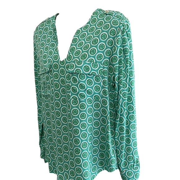 ESCAPADA v-neck tunic in aqua, green & white, small, EUC - Picture 3 of 10